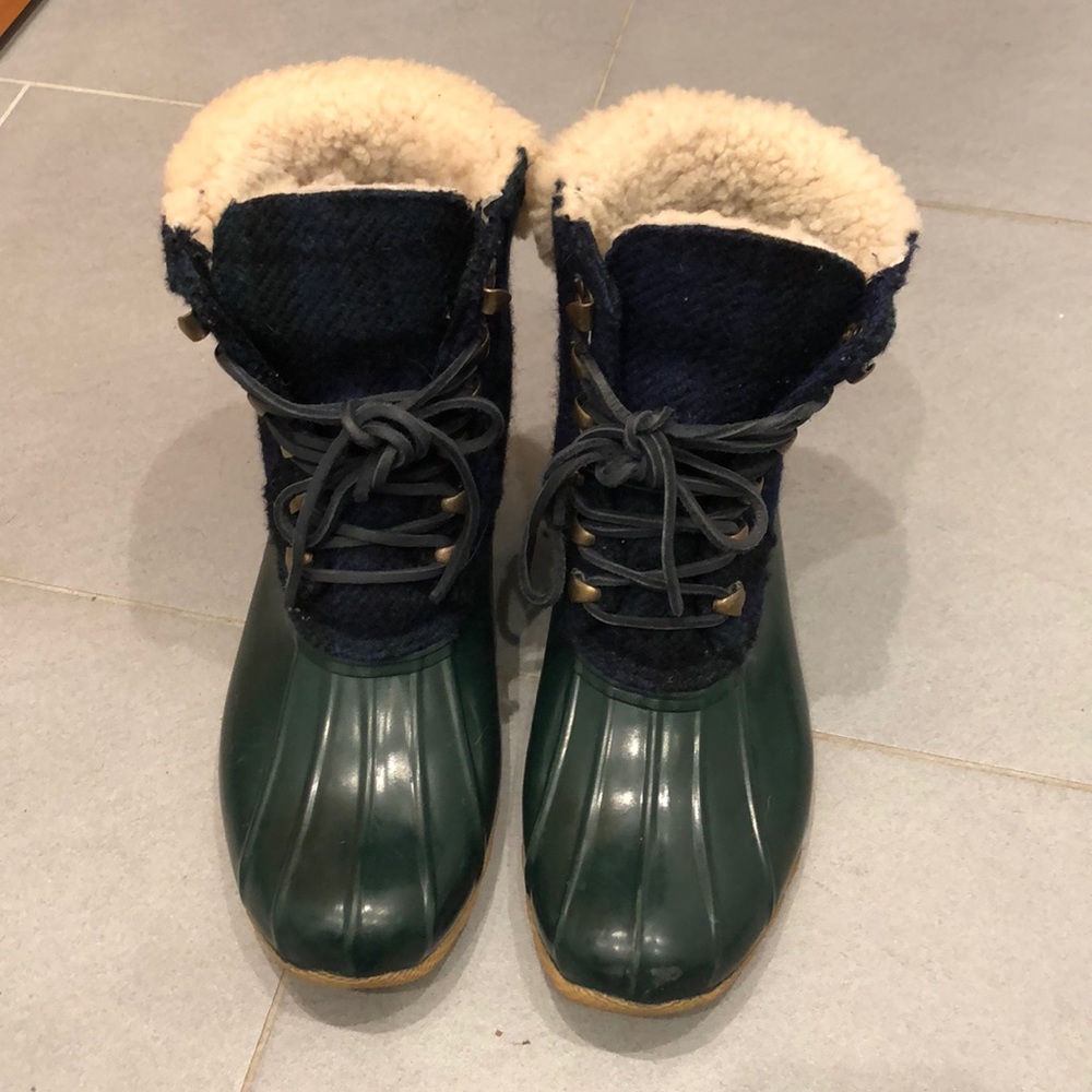 J.Crew x Sperry plaid duck boots